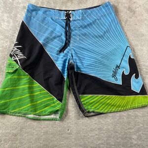 Billabong Andy Irons Board Shorts Mens 36 Rising Sun Platinum Quad Stretch Y2K